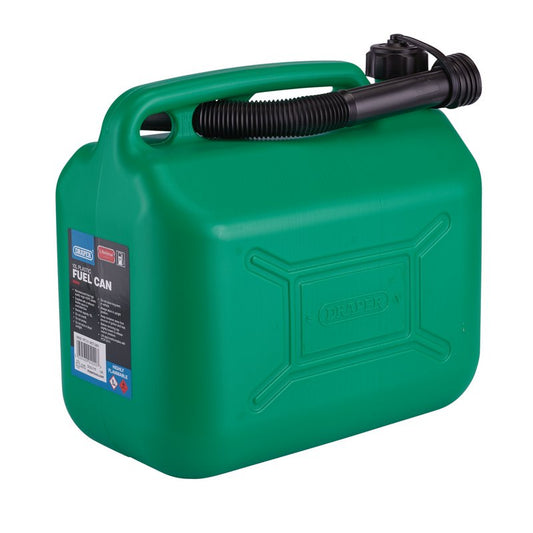 Draper Plastic Fuel Can 10L Green With A Flexible Spout 09055