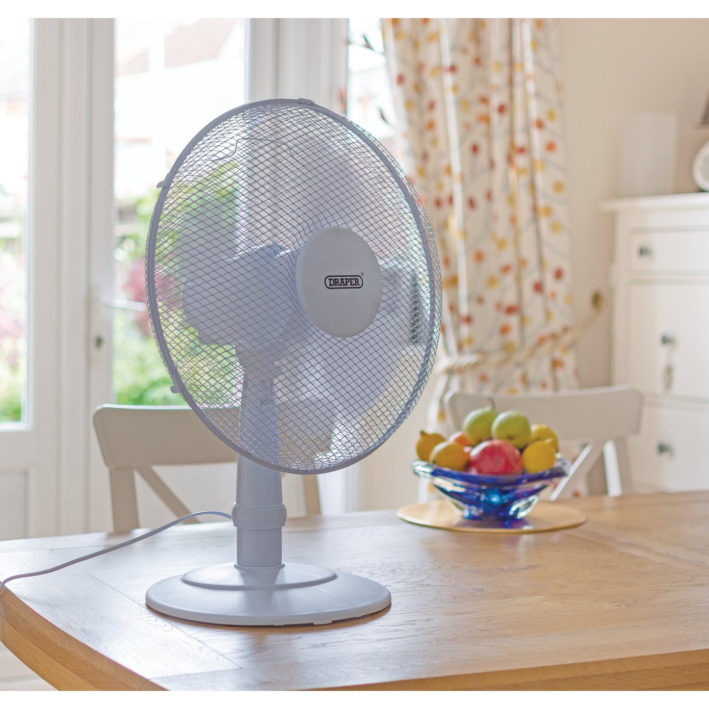 Draper 230V Desk Fan 16" 400mm 45W 3 Speed 90 Degree Oscillating Head 09111