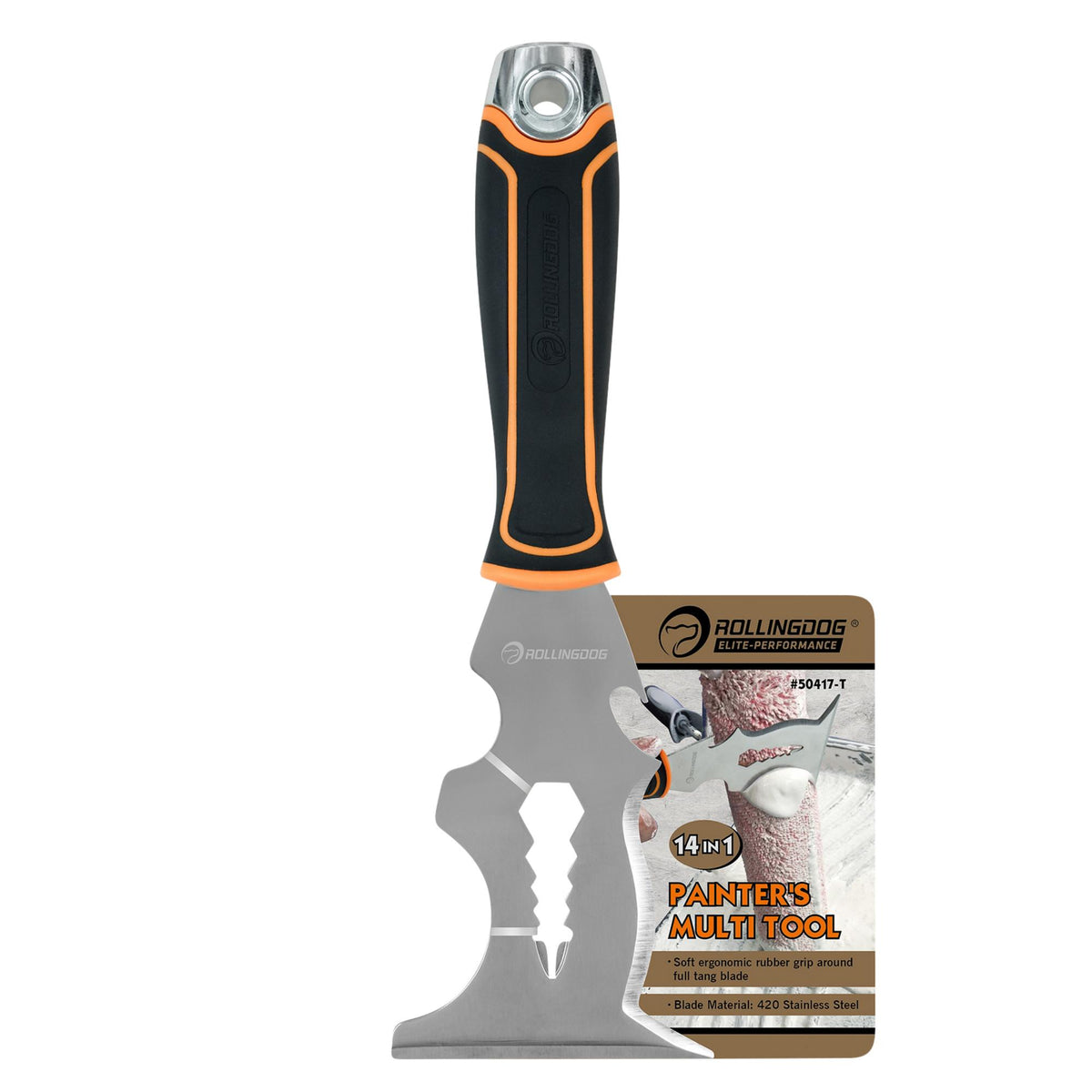 Rollingdog 14-in-1 Decorator's Multi-Tool Stainless Steel Soft Grip Handle 09533