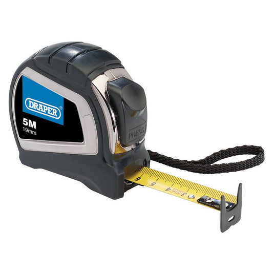 Draper Metric Measuring Tape 5m Locking button & belt clip 09556