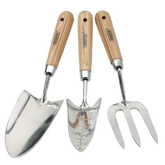 Draper Heritage Stainless Steel Hand Fork and Trowels Set with Ash Handles 09565