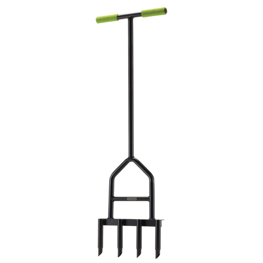 Draper 4 Prong Lawn Aerator T Handle Soft Grips Steel Footplate 990mm 09973