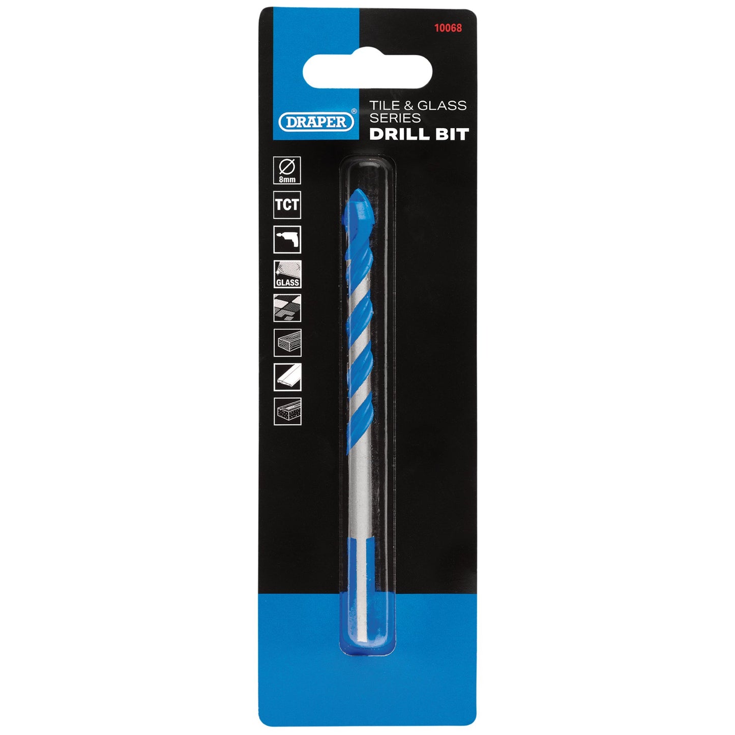 Draper TCT Tile and Glass Drill Bit 8.0 x 114mm Spear Shaped Tip 10068