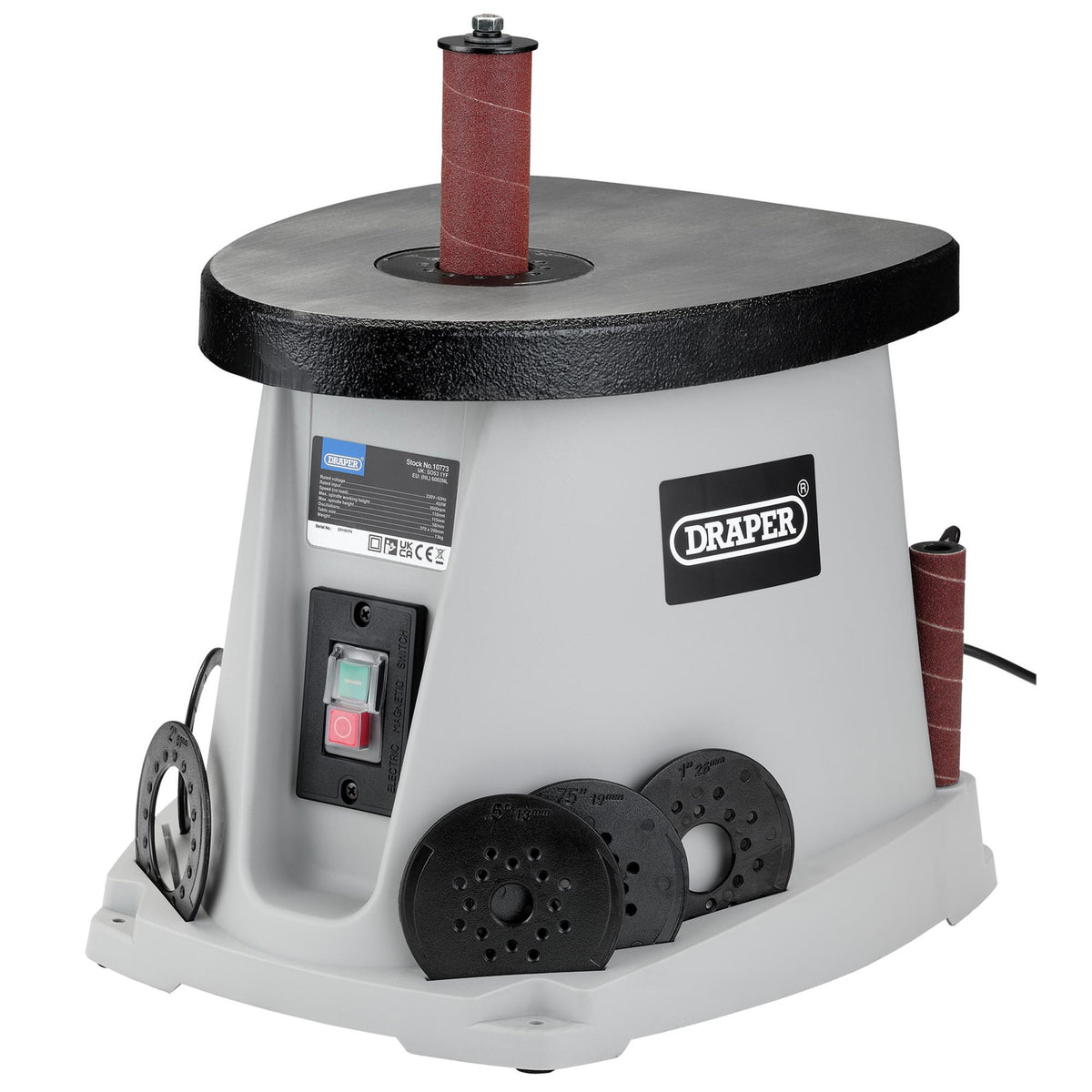 Draper Oscillating Spindle Sander 450W 230V With Inserts & Sanding Sleeves 10773