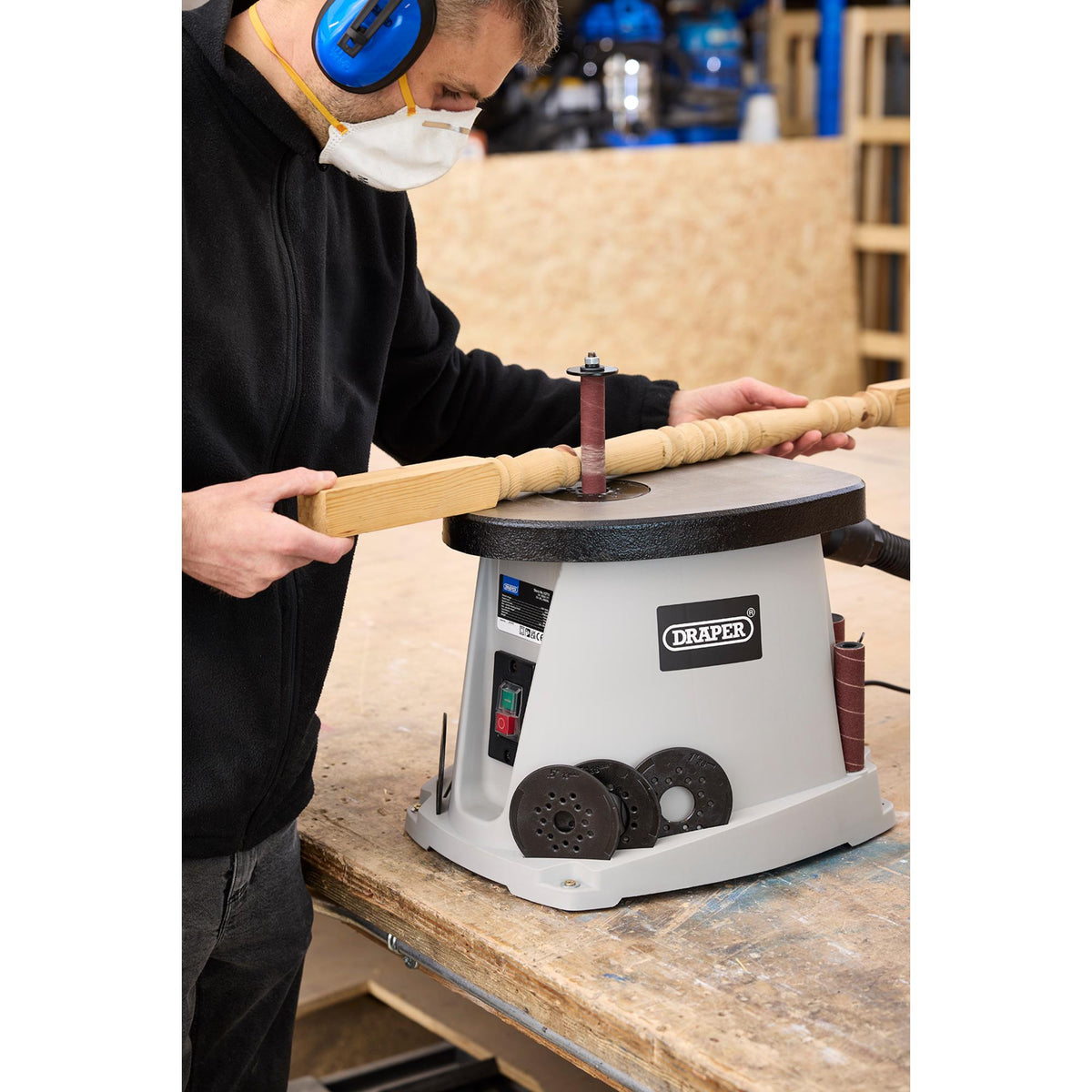 Draper Oscillating Spindle Sander 450W 230V With Inserts & Sanding Sleeves 10773
