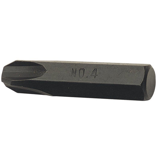 Draper Cross Slot Impact Screwdriver Bit No.4 Shank Size 8mm Hex 10820