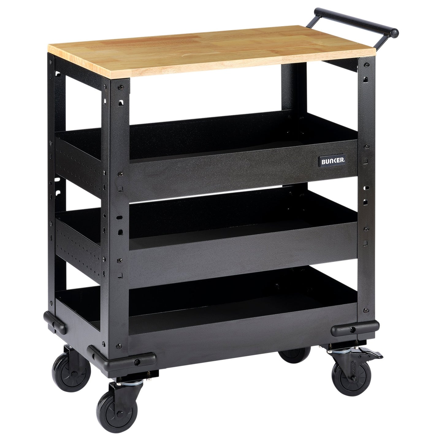 BUNKER® 3 Tier Trolley with Pull Handle and Hardwood Worktop, 714mm