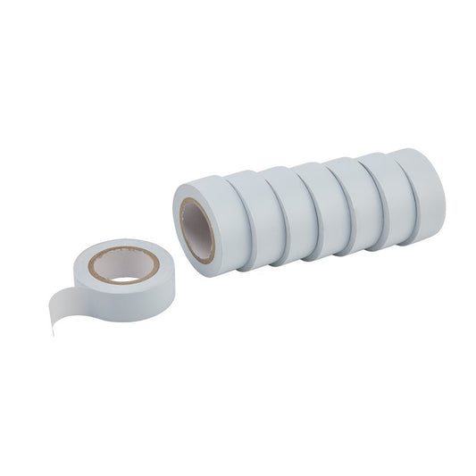Draper PVC Insulation Tape 10m x 19mm White Pack of 8 Flame Resistant 11911