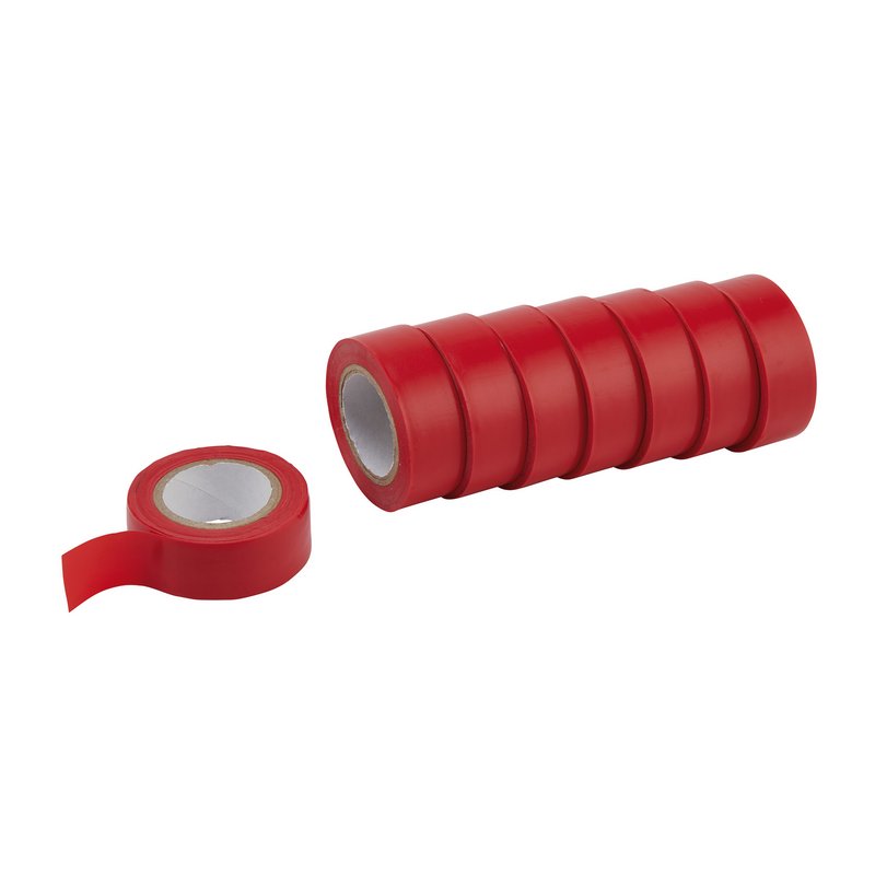 Draper PVC Insulation Tape 10m x 19mm Red Pack of 8 Flame Resistant 11912