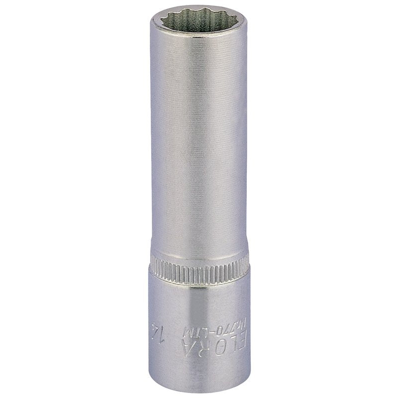Elora 1/2"D 14mm Deep Bi Hexagon Socket Chrome Plated Knurled Ring 11934