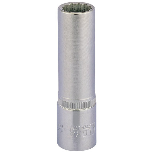 Elora 1/2"D 14mm Deep Bi Hexagon Socket Chrome Plated Knurled Ring 11934