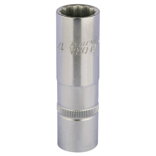 Elora 1/2"D 17mm Deep Bi Hexagon Socket Chrome Plated Knurled Ring 11935