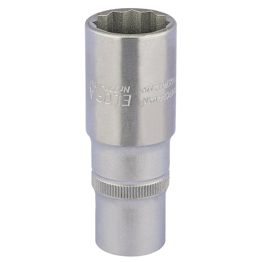Elora 1/2"D 22mm Deep Bi Hexagon Socket Chrome Plated Knurled Ring 11936