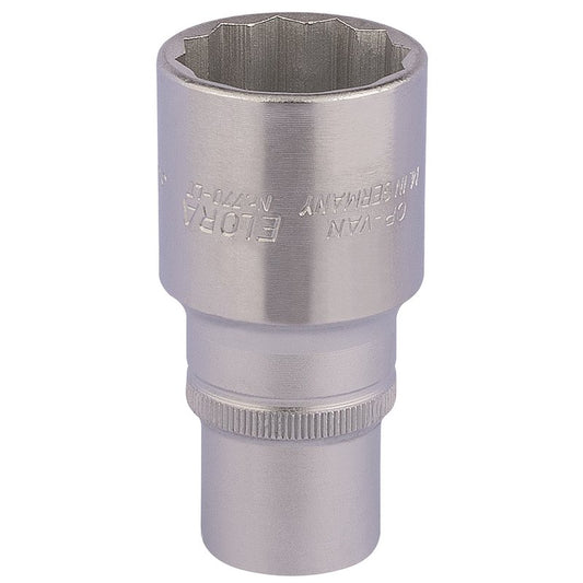 Elora 1/2"D 30mm Deep Bi Hexagon Socket Chrome Plated Knurled Ring 11939