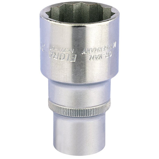 Elora 1/2"D 32mm Deep Bi Hexagon Socket Chrome Plated Knurled Ring 11940