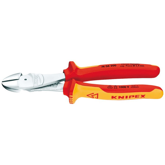 Knipex 200mm Fully Insulated High Leverage Diagonal Side Cutter 74 06 200