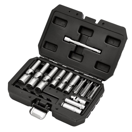 Thin Wall PSG Glow Plug Socket Set, 3/8" and 1/4" Sq. Dr. (18 Piece)