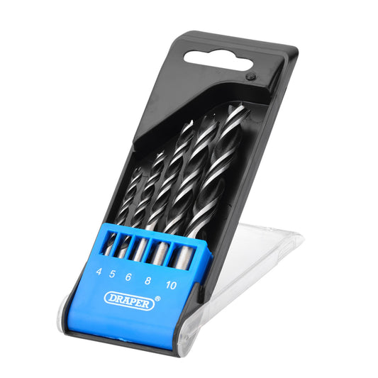 Draper Brad Point Wood Drill Bit Set 5 Piece Sizes 4.0-10.0mm 12424