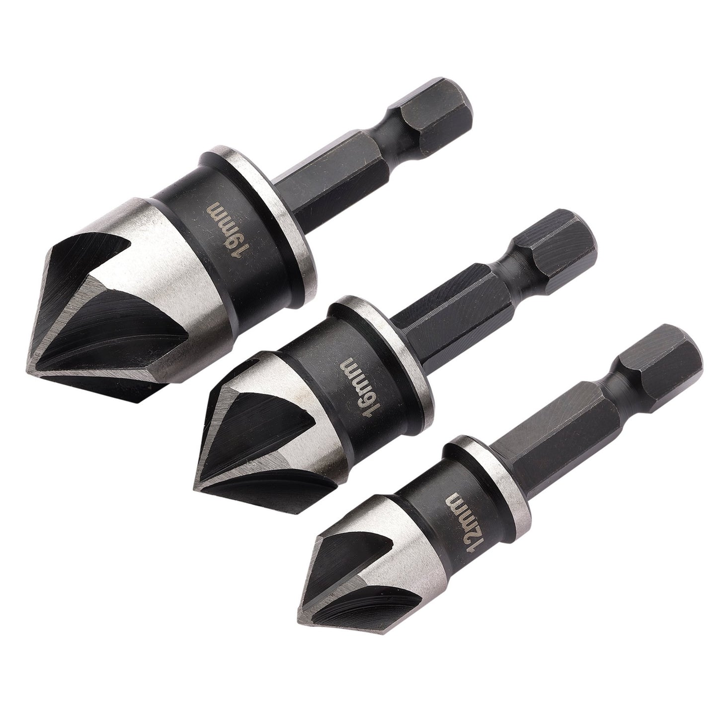 Draper Countersink Bit Set 3 Piece Hex Shank Metal Wood And Plastics 12430