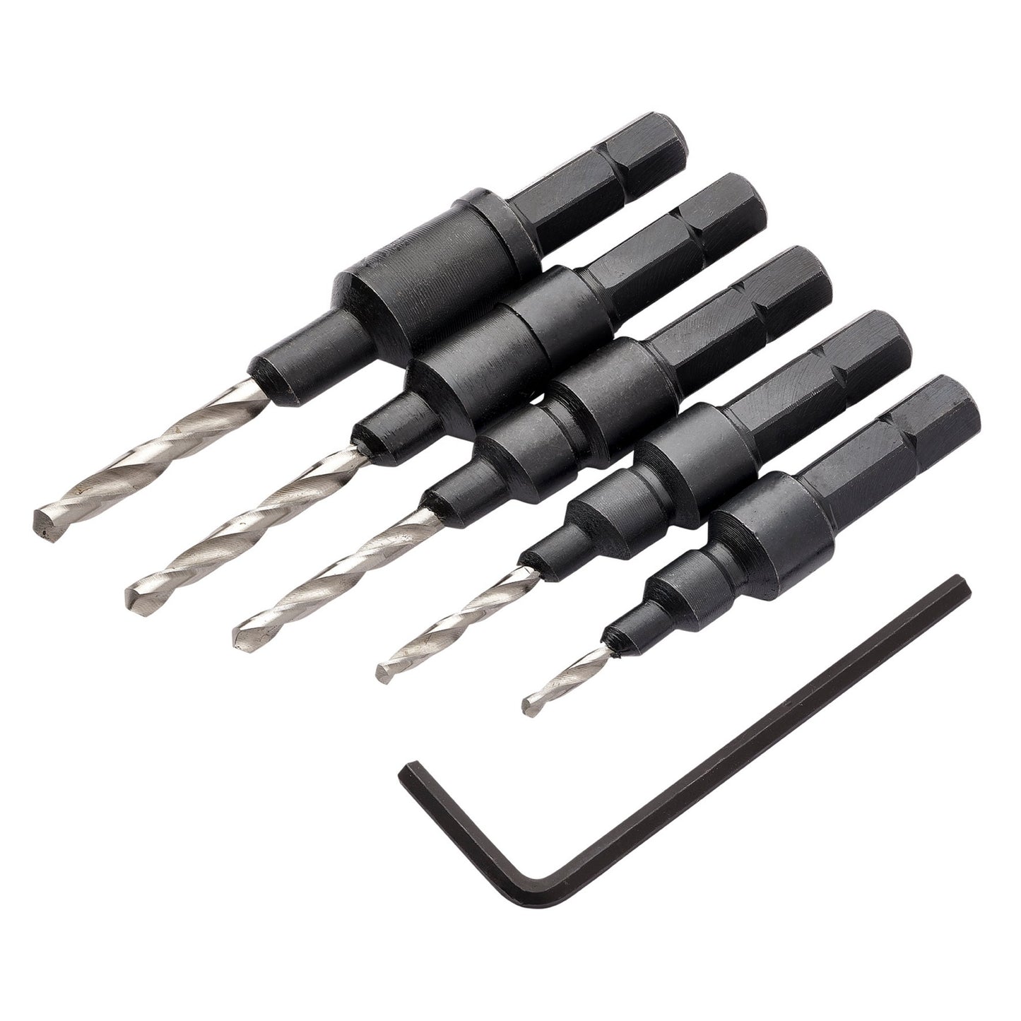Draper Countersink Pilot Bit Set 5 Piece Hardwood Soft Wood And Plastics 12431