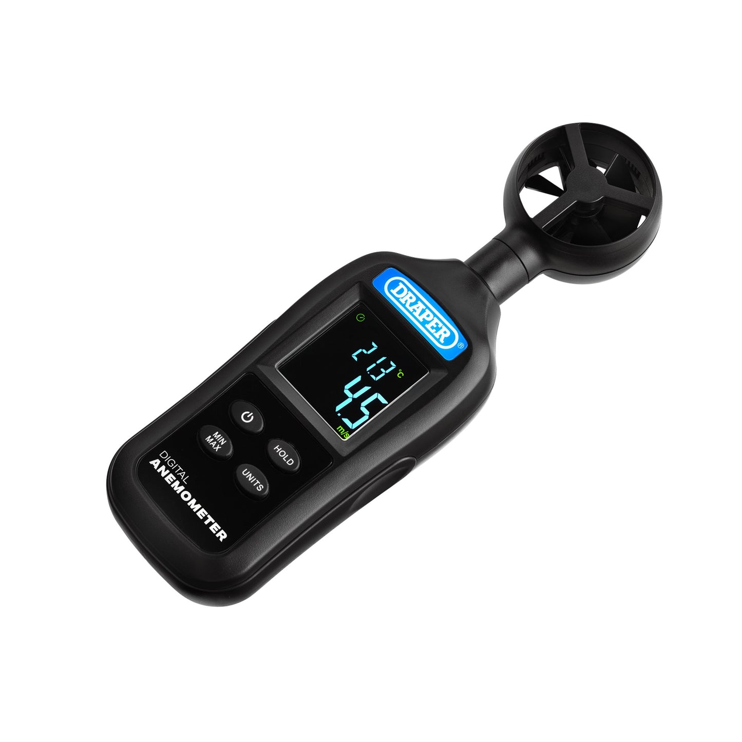 Handheld Digital Anemometer - Wind Speed and Temperature Meter, 0.4-30m/s and -20 to +70&deg;C
