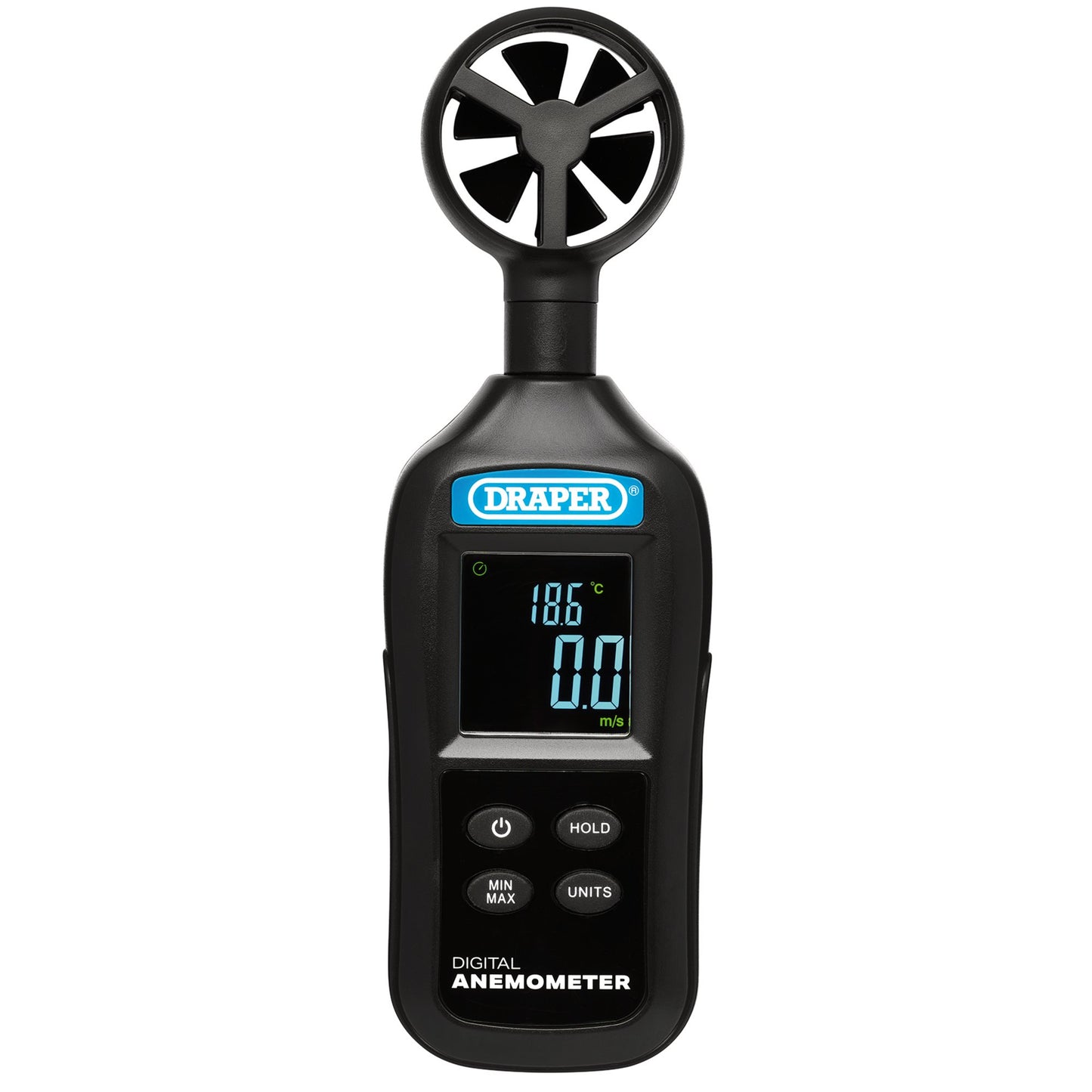 Handheld Digital Anemometer - Wind Speed and Temperature Meter, 0.4-30m/s and -20 to +70&deg;C