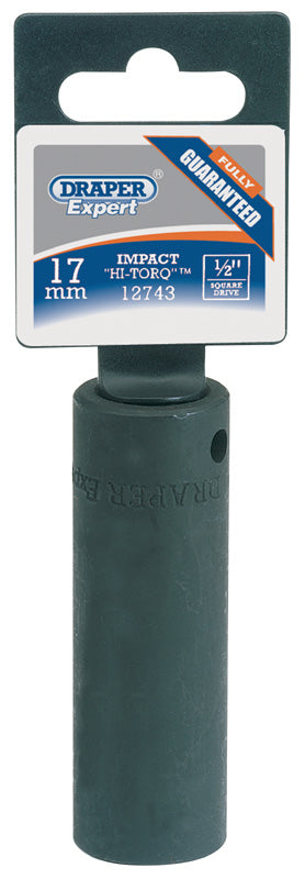 Draper 17mm Deep Impact Socket 1/2" Dr 6 Point Hex Chrome Vanadium Steel 12743