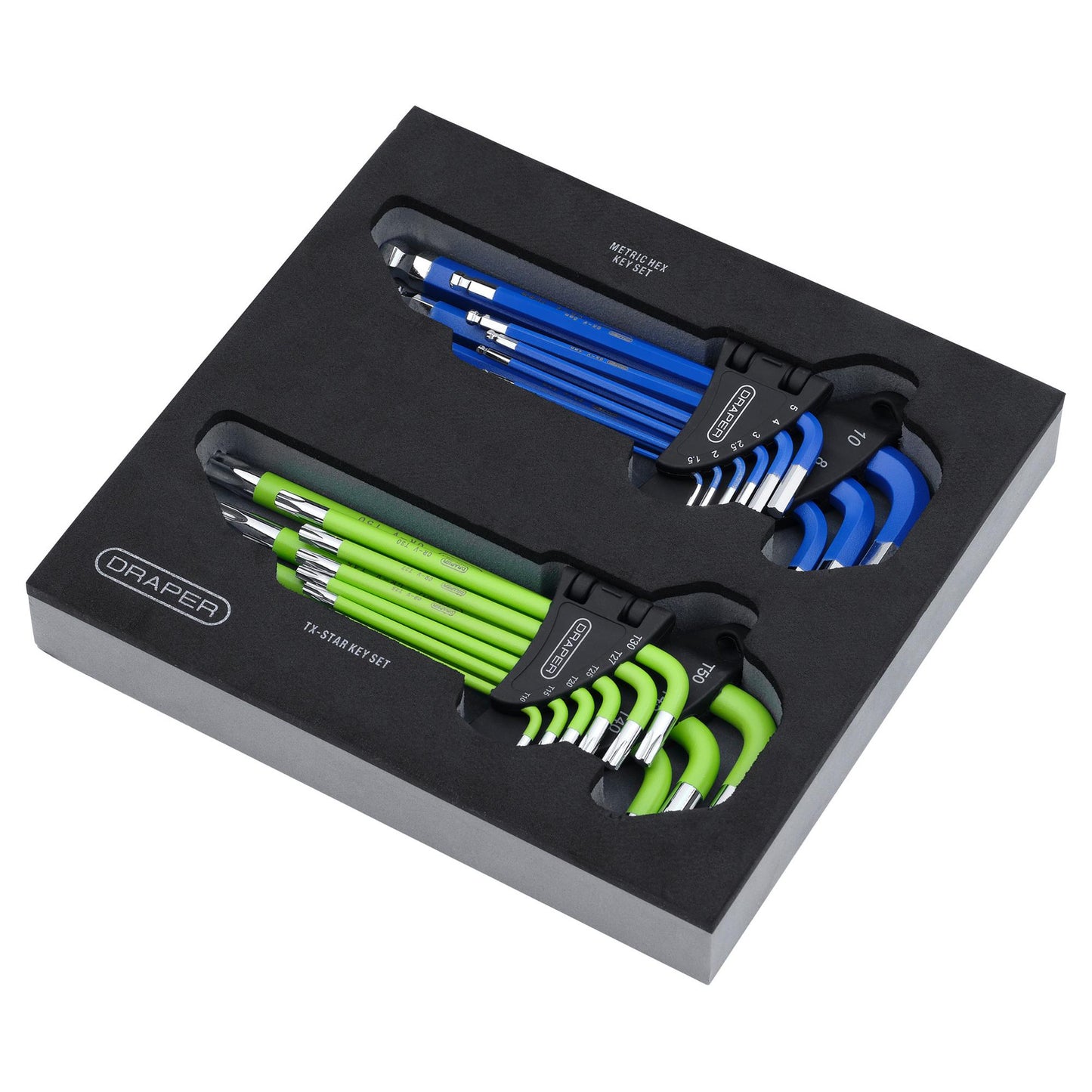 Draper TX-STAR® Metric Ball End Hex Key Sets in EVA Storage Tray (18 Piece)
