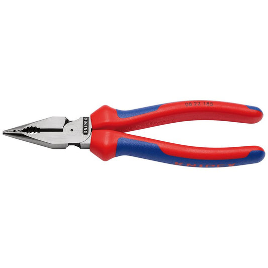 KNIPEX 08 22 185 SB Needle-Nose Combination Pliers with multi-component grips black atramentized, 185mm