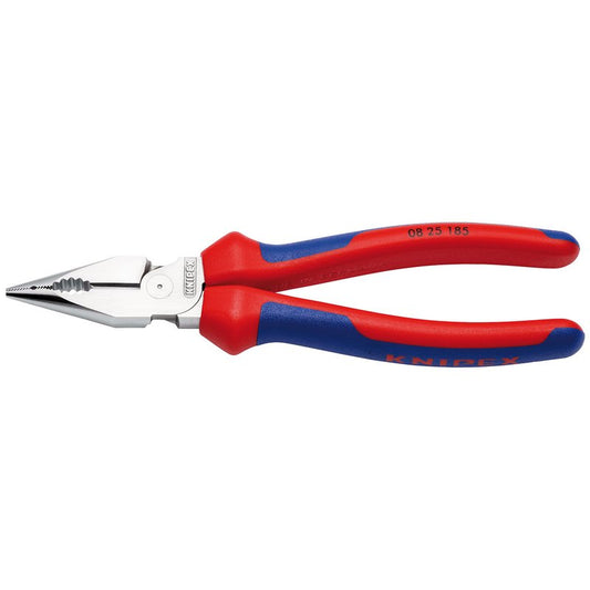 KNIPEX 08 25 185 SB Needle-Nose Combination Pliers with multi-component grips chrome-plated, 185mm