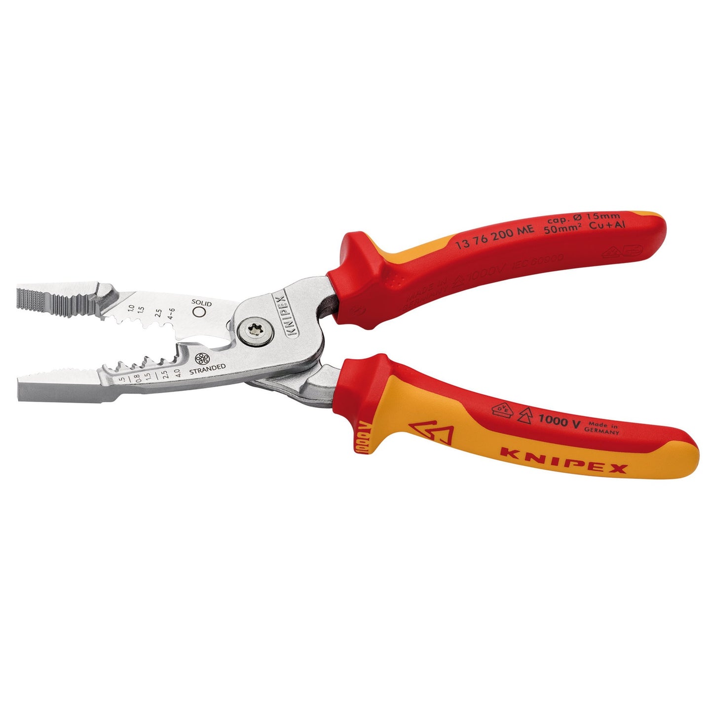 KNIPEX ME Wire Stripper Metric Insulated Multi-Component Grips VDE 200mm 13192
