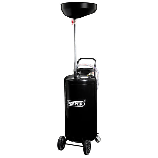 Draper Gravity Oil Drainer 90L Steel Tank Air Operated Heavy Duty Castors 13246