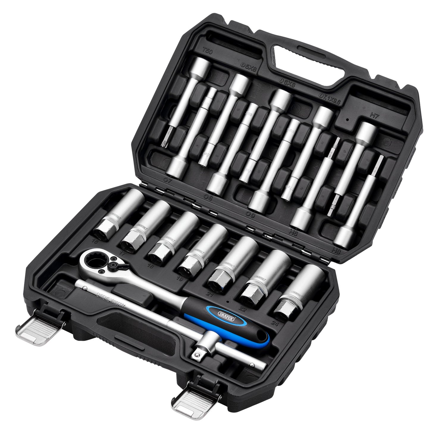 Draper Shock Absorber Strut Nut Socket Set 1/2"D 19 Piece Go Thru 13604
