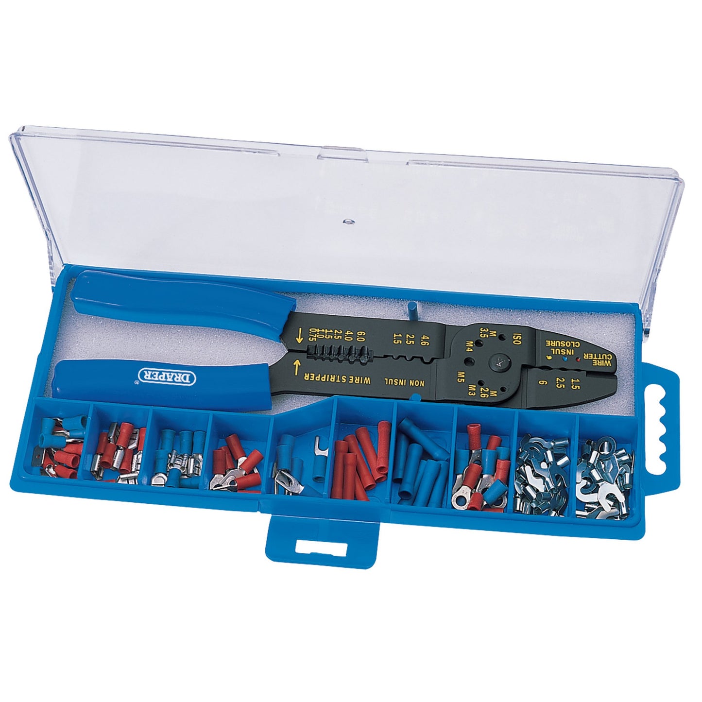 Draper 5 Way Wire Crimping Tool Kit 240mm Inc Non & Insulated Terminals 13658