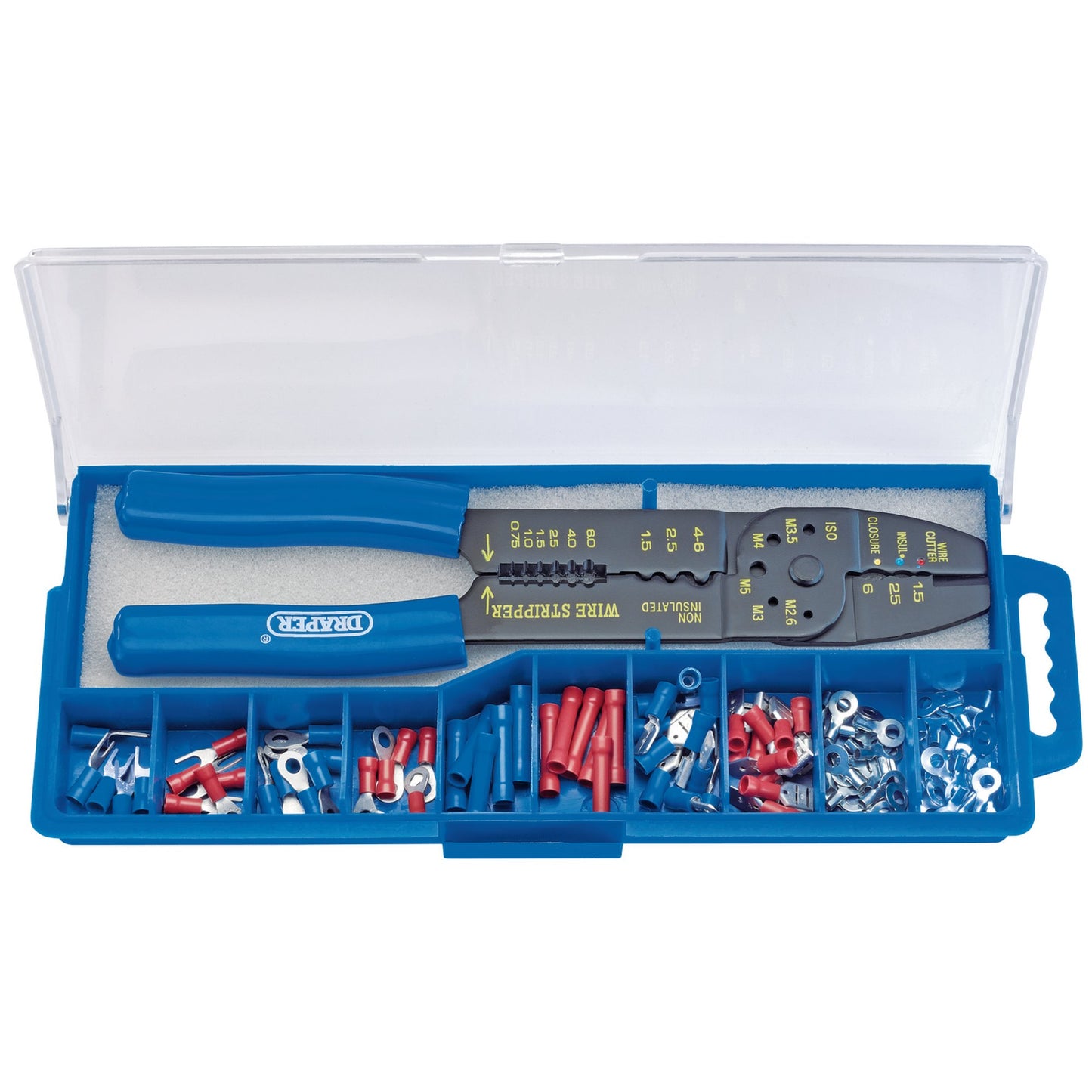 Draper 5 Way Wire Crimping Tool Kit 240mm Inc Non & Insulated Terminals 13658