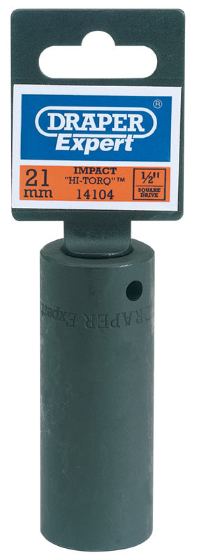 Draper 21mm Deep Impact Socket 1/2" Dr 6 Point Hex Chrome Vanadium Steel 14104
