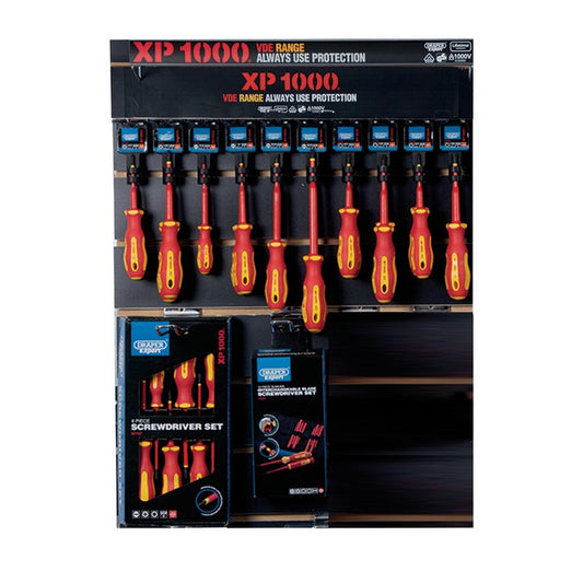 XP1000 VDE Slimline Screwdriver Profile for Slat Wall and Toolbar 34 Piece 14330