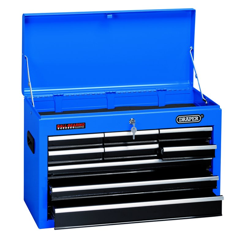 Draper Tool Chest 9 Drawer 26" Blue Steel Foam Linings Heavy Duty 14910