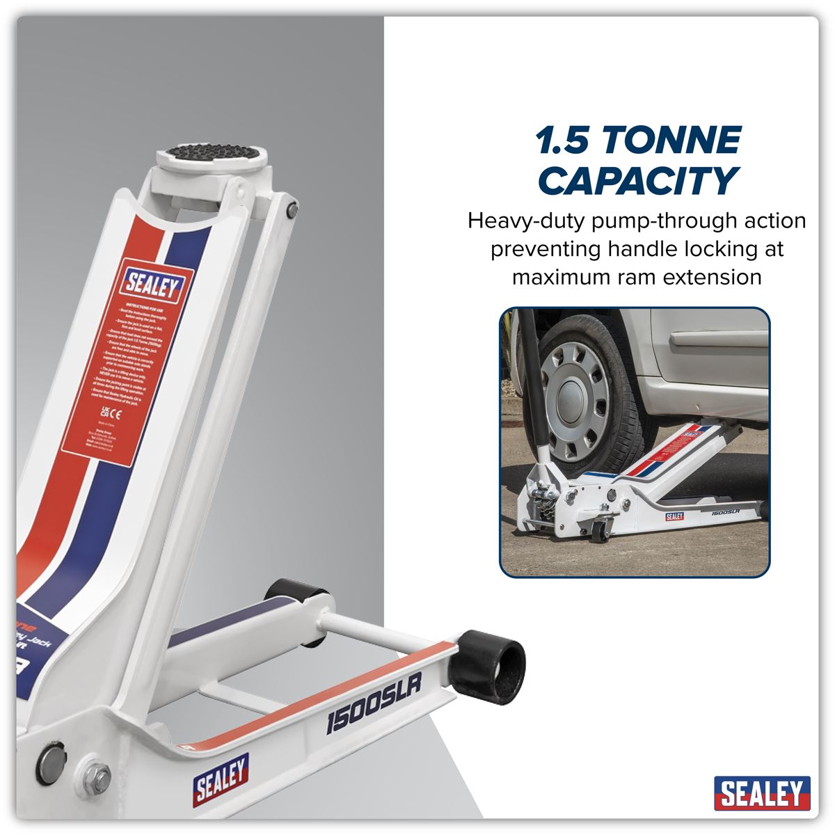 Sealey Trolley Jack 1.5 Tonne Low Profile Rocket Lift 1500SLR