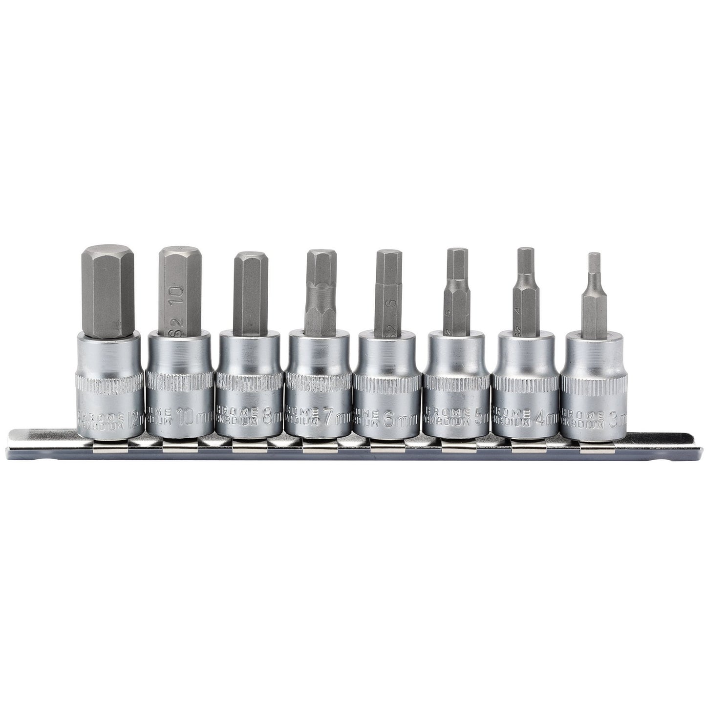 Draper Metric Hex Socket Bit Set 3/8" Sq Dr 48mm 8 Piece Size 3 to 12 - 16285