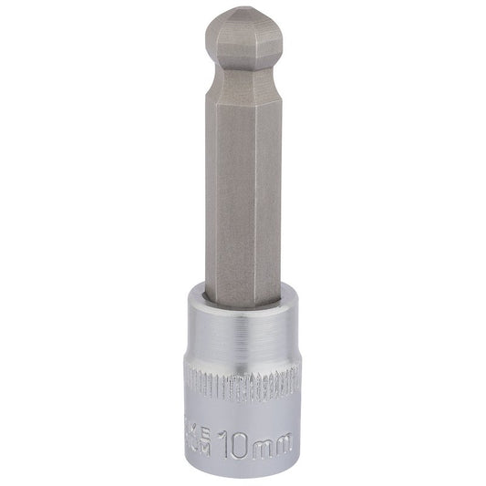 Draper Ball End Hex Socket Bit 3/8"D 10mm Length 70mm Knurled Ring 16293