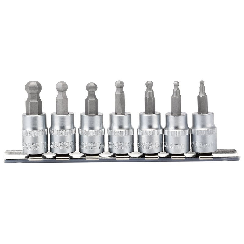 Draper 3/8"D Ball End Hex Socket Bit Set 48mm Long 7 Piece 16296