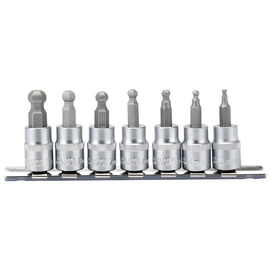 Draper 3/8"D Ball End Hex Socket Bit Set 48mm Long 7 Piece 16296