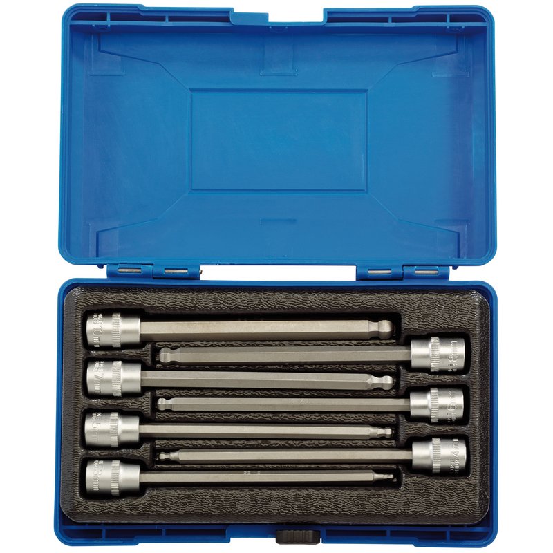 Draper Ball End Hex Socket Bit Set 3/8"D 7pc Bit Length 150mm 3 to 10mm 16297