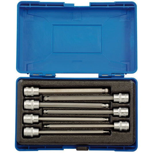 Draper Ball End Hex Socket Bit Set 3/8"D 7pc Bit Length 150mm 3 to 10mm 16297