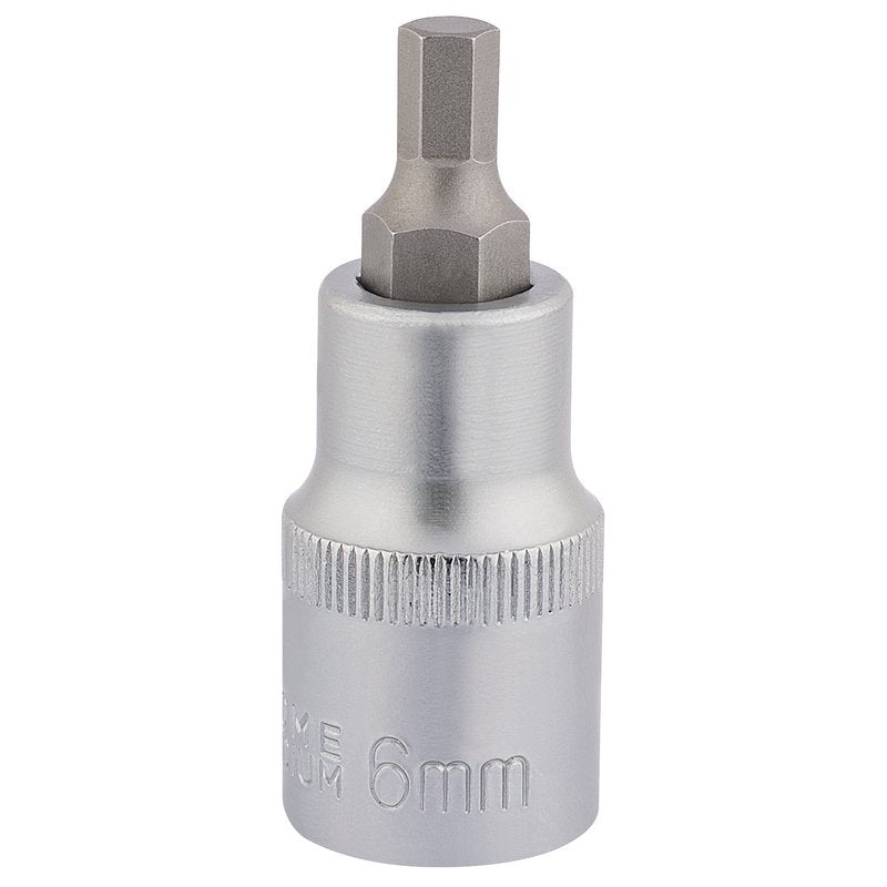 Draper Hex Socket Bit 1/2"D 6mm Overall Length Of 55mm Knurled Ring 16298