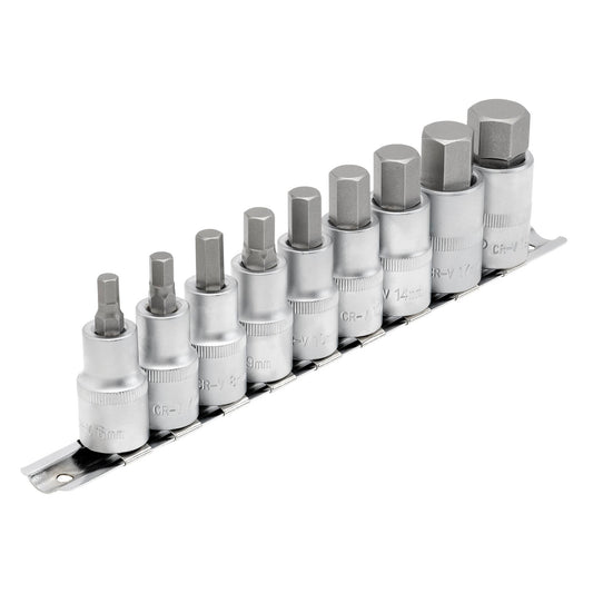Draper Metric Hex Socket Bit Set 1/2" Sq Dr 55mm 9 Piece H6 to H19 16307