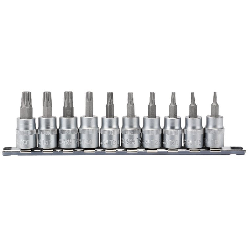 Draper Torx Star Socket Bit Set 3/8" Sq Dr 48mm 10 Piece 16309