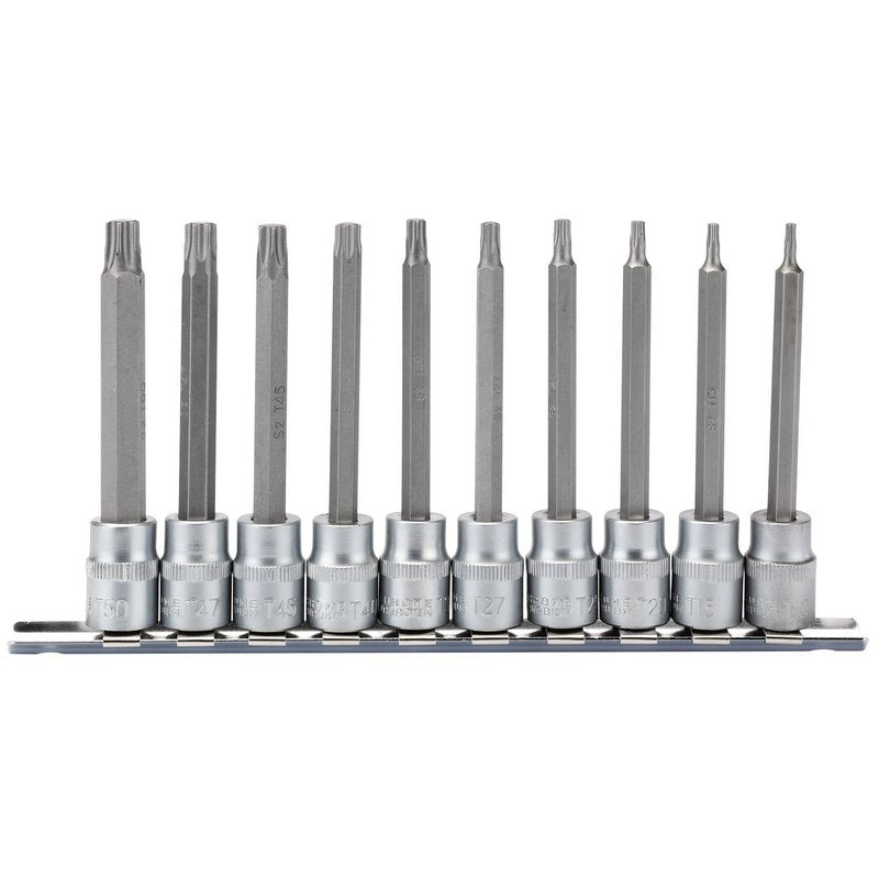Draper Torx Star Socket Bit Set 3/8" Sq Dr 100mm 10 Piece 16310