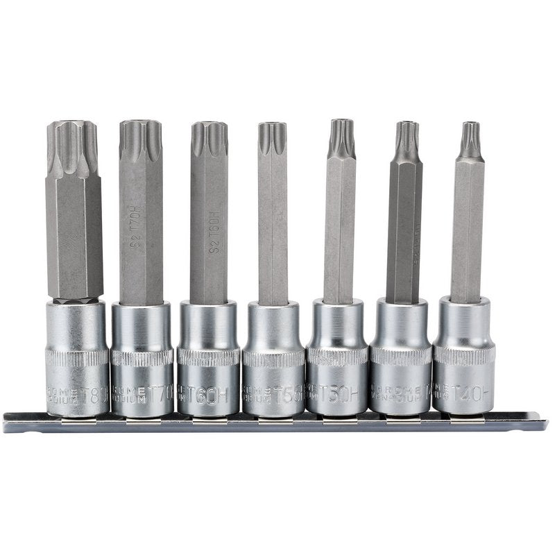 Draper Torx Star Security Socket Bit Set 1/2" Sq Dr 100mm 7 Piece 16338